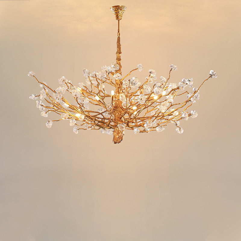 Brass Handmade Glass Stone Chandelier
