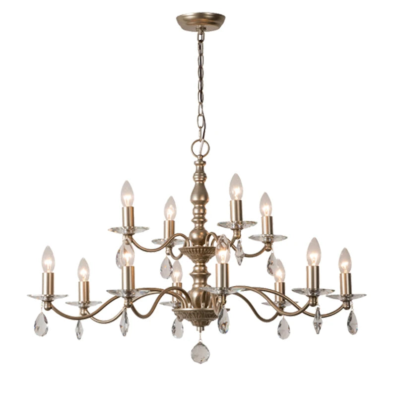 Bedroom Antique Rustic Iron Chandelier K9 crystal pendant fixture