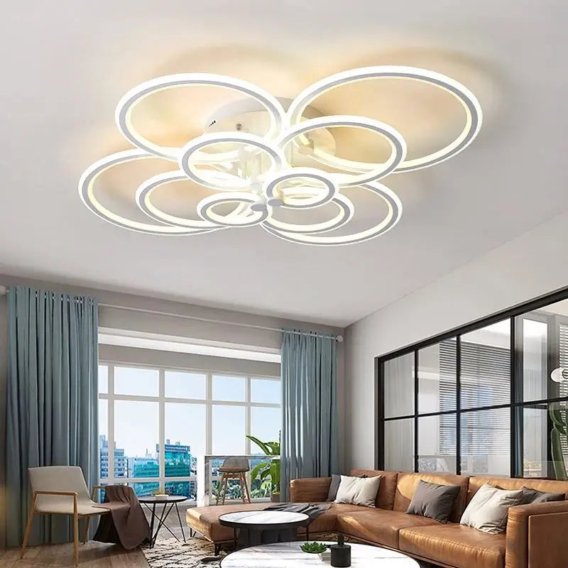 Modern simple luxury living room hotel villa ring LED lighting circle