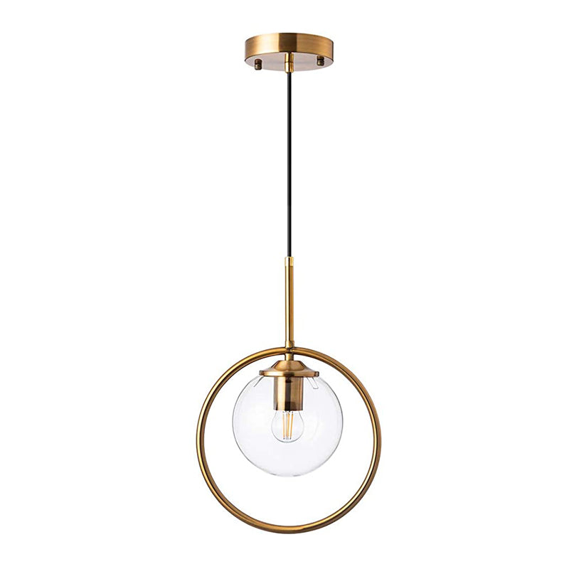 Luxury Modern Home Decorative Nordic Gold Ring Glass Globe Pendant