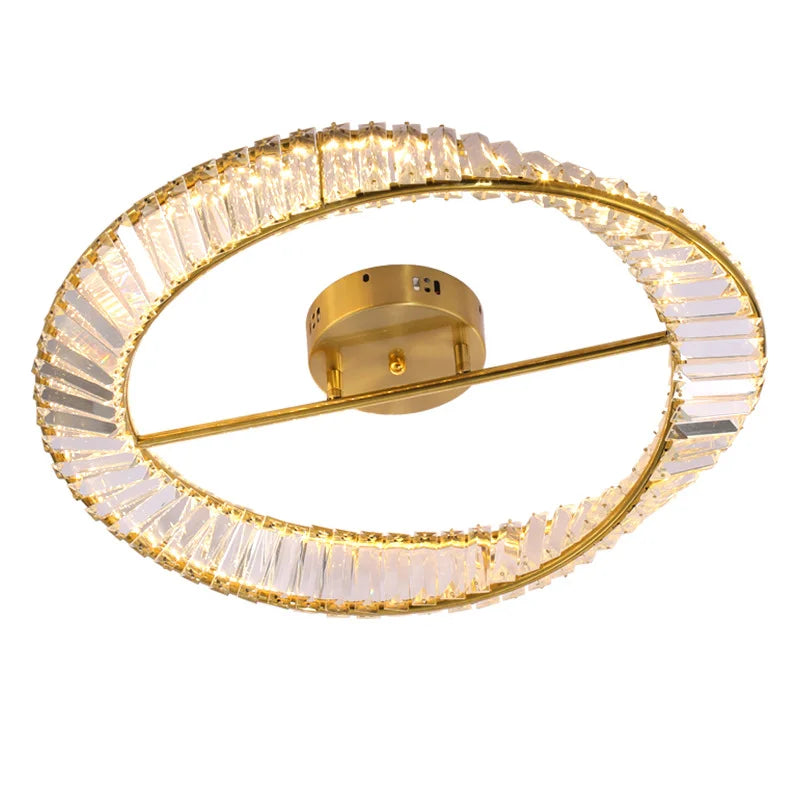 LED Gold Crystal Ceiling Light Luxury Dining Room Stainless Steel DIY