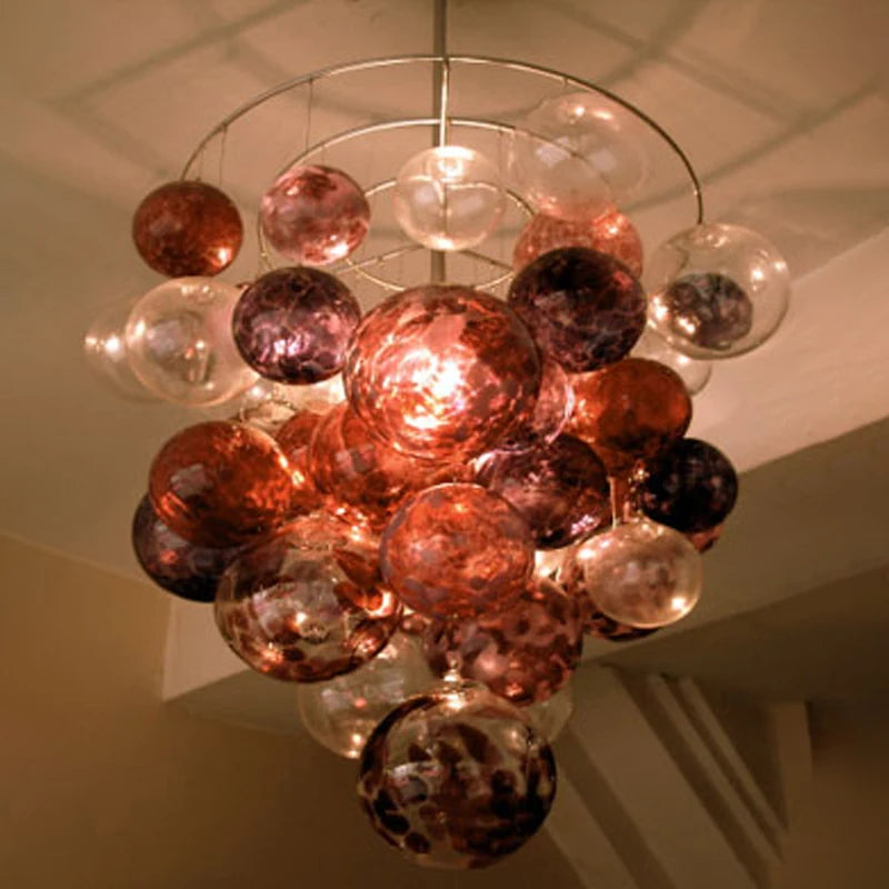 1 Pcs Retro Balcony Corridor Bubble Pendant Lights Hand Blown Glass
