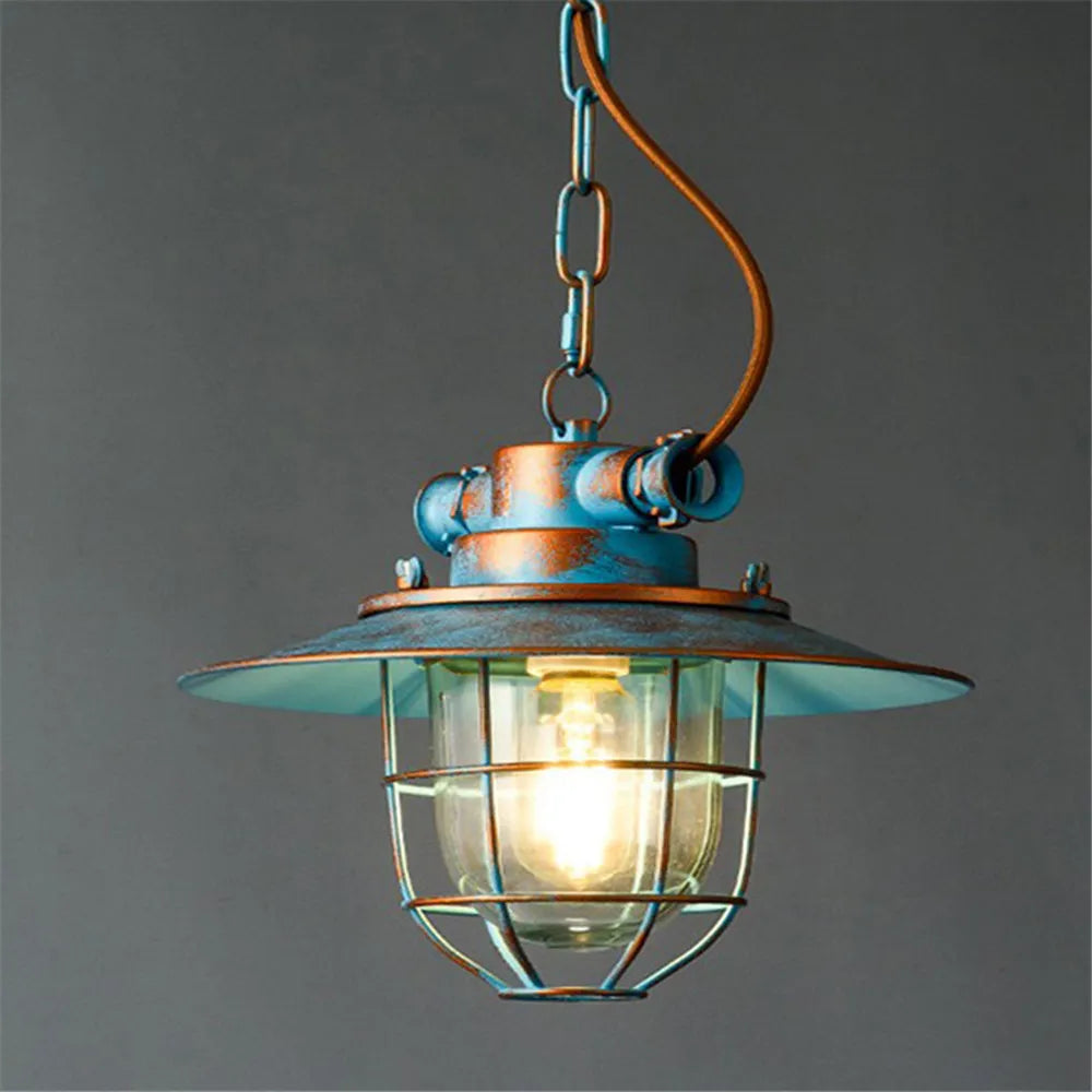 American Industrial LED Pendant Light Retro Explosion-proof Iron Glass