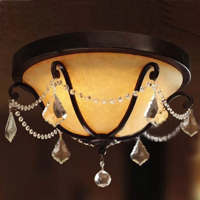 American ceiling lamp simple crystal wrought iron lamp Mediterranean