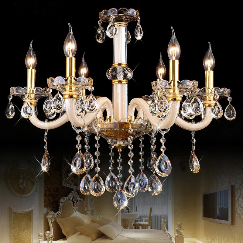 Amber European Crystal Chandelier Highgrade Candle Pendant Lamp