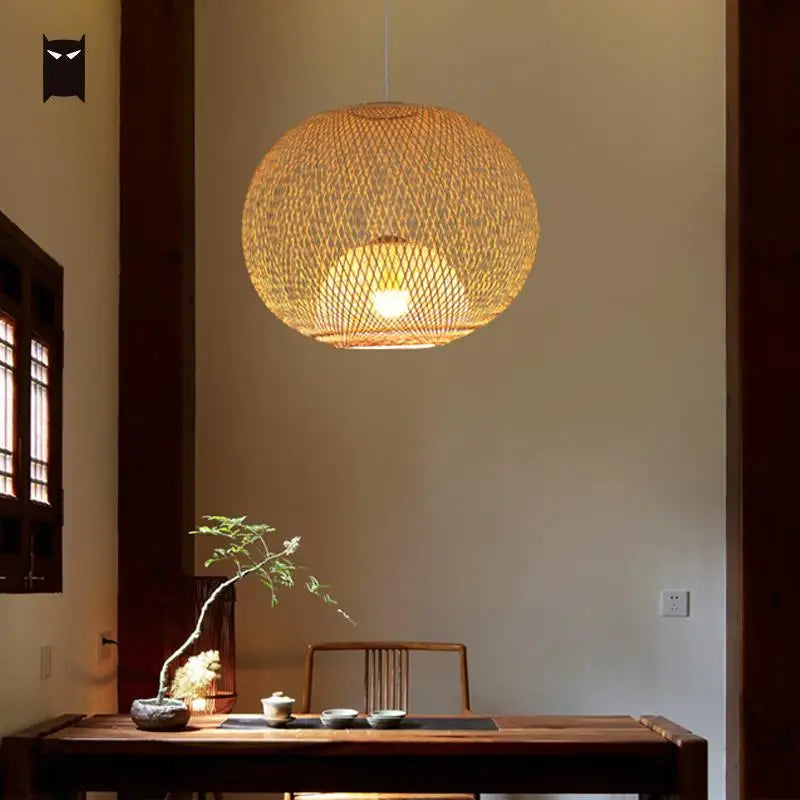 60cm Hand Bamboo Rattan Wicker Chandelier Fixture Chinese Rustic