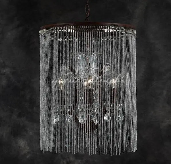 American Minimalist Retro Wrought Iron Chandelier Rustic Restaurant