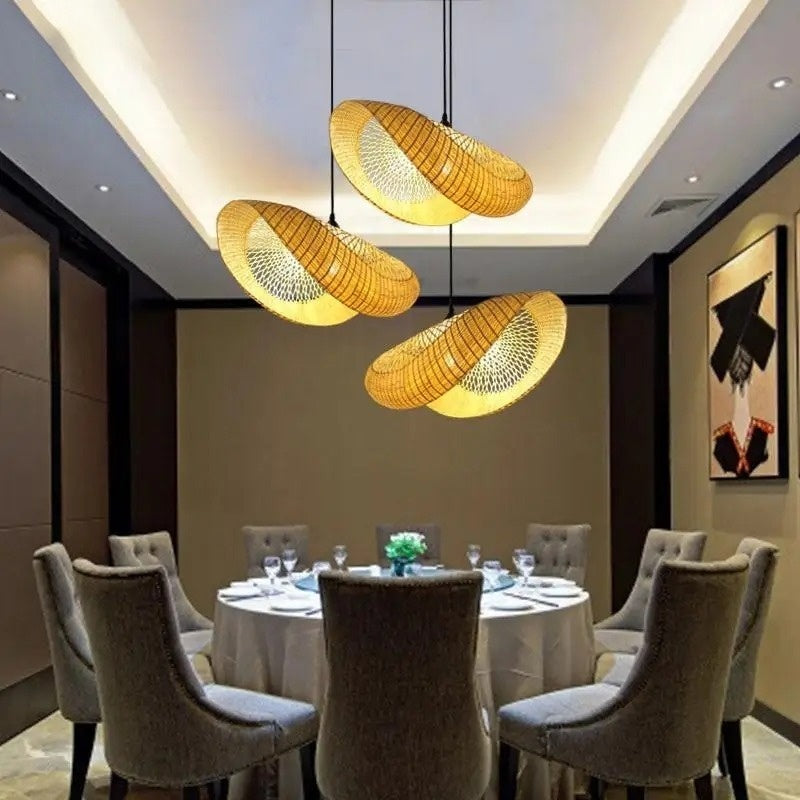 Bamboo Wicker Rattan Cap Shade Pendant Light Fixture Vintage Fashion