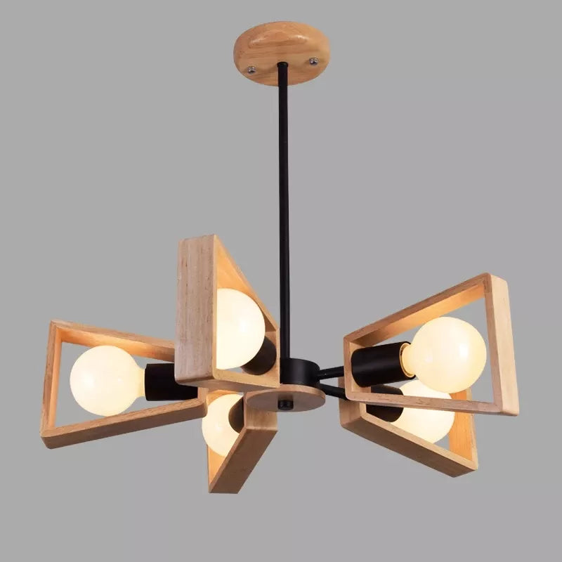 3/5/6/8 Lights E27 Windmill Wooden Chandelier Lighting For Living Room