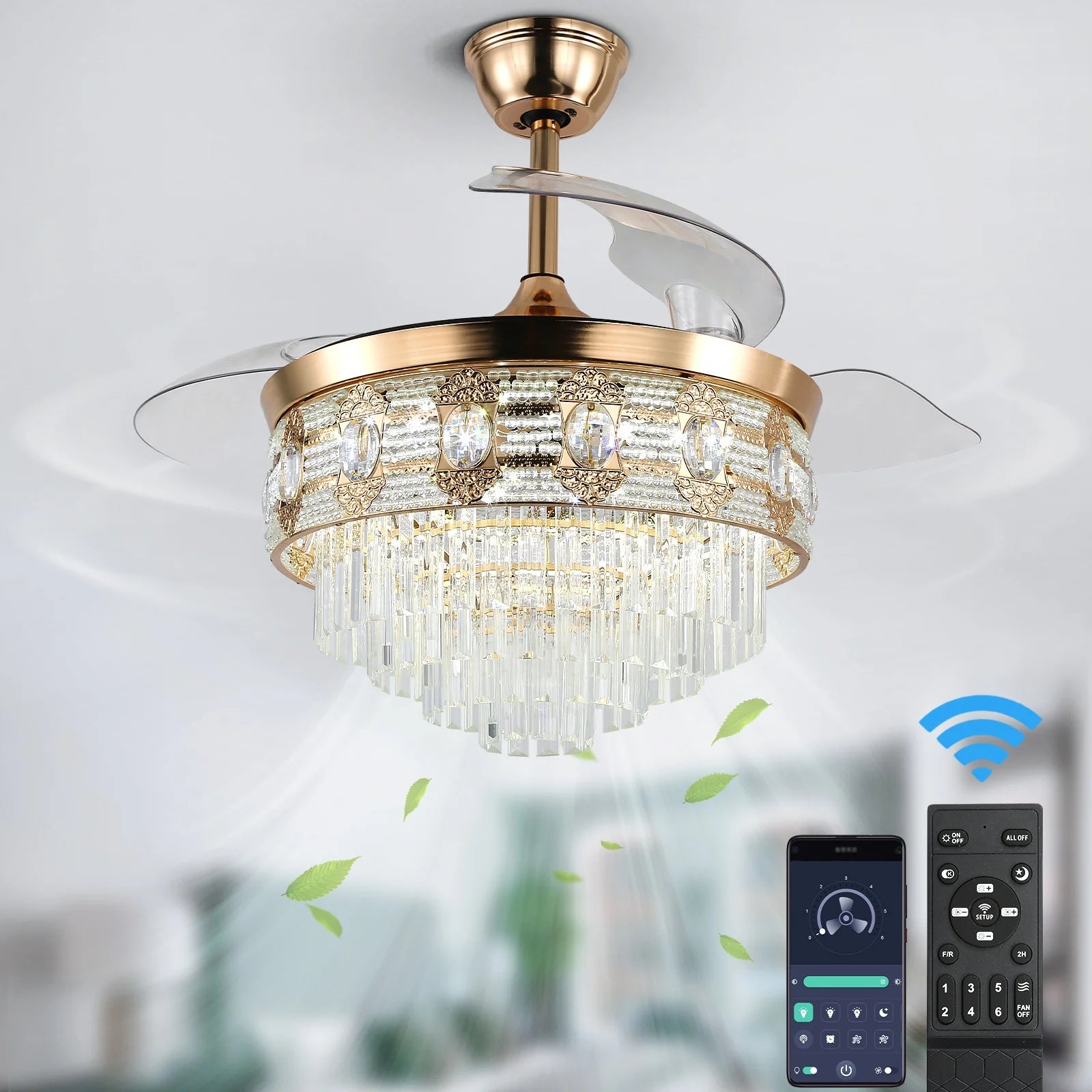 42 Inch Retractable Chandelier Led