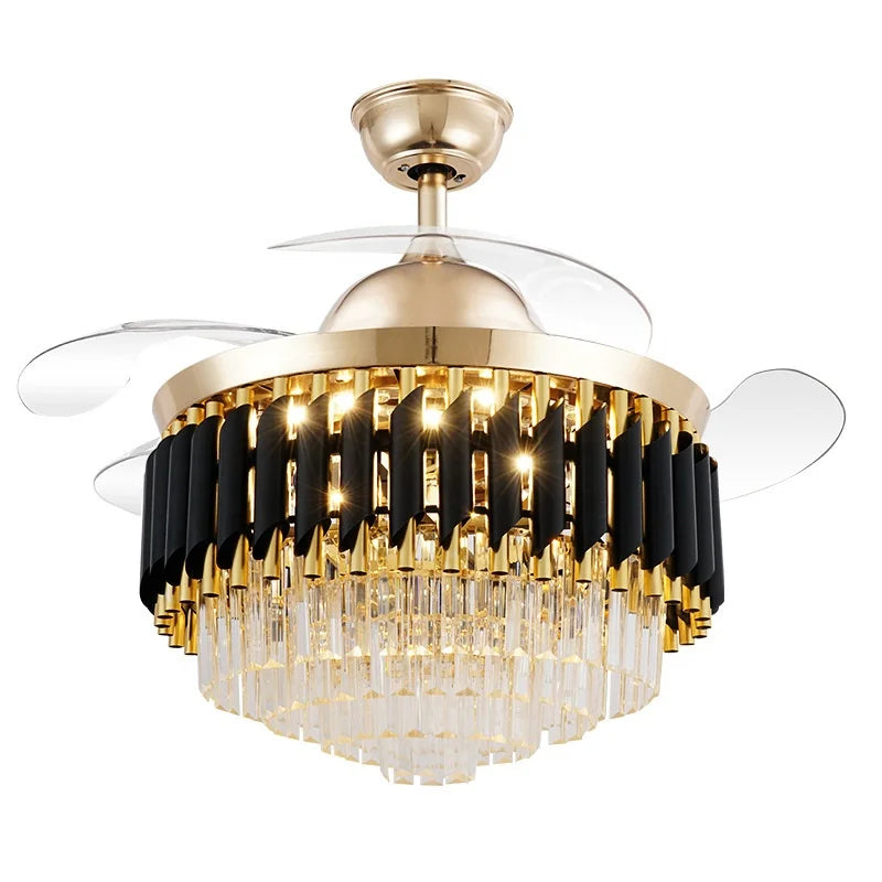 Indoor Modern LED Crystal Ceiling Fans 42inch Remote Control