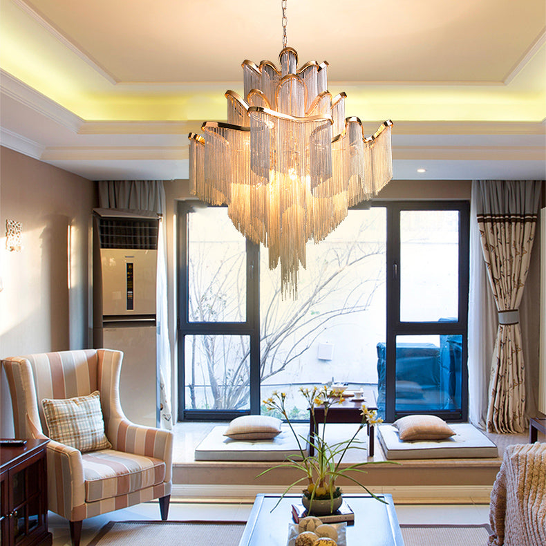 Modern Aluminum Chain Tassel Stream Chandelier
