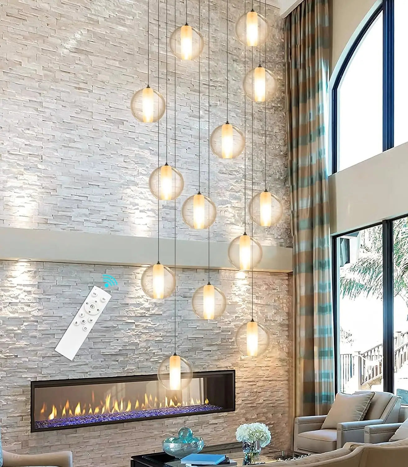 Chandeliers for Dining Room Entrance LED Dimmable Lights High Ceiling