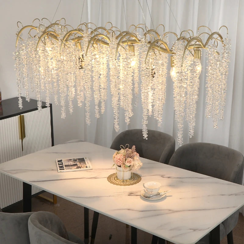Luxury Gold Glass LED Lights Ceiling Chandeliers Crystal Hanging