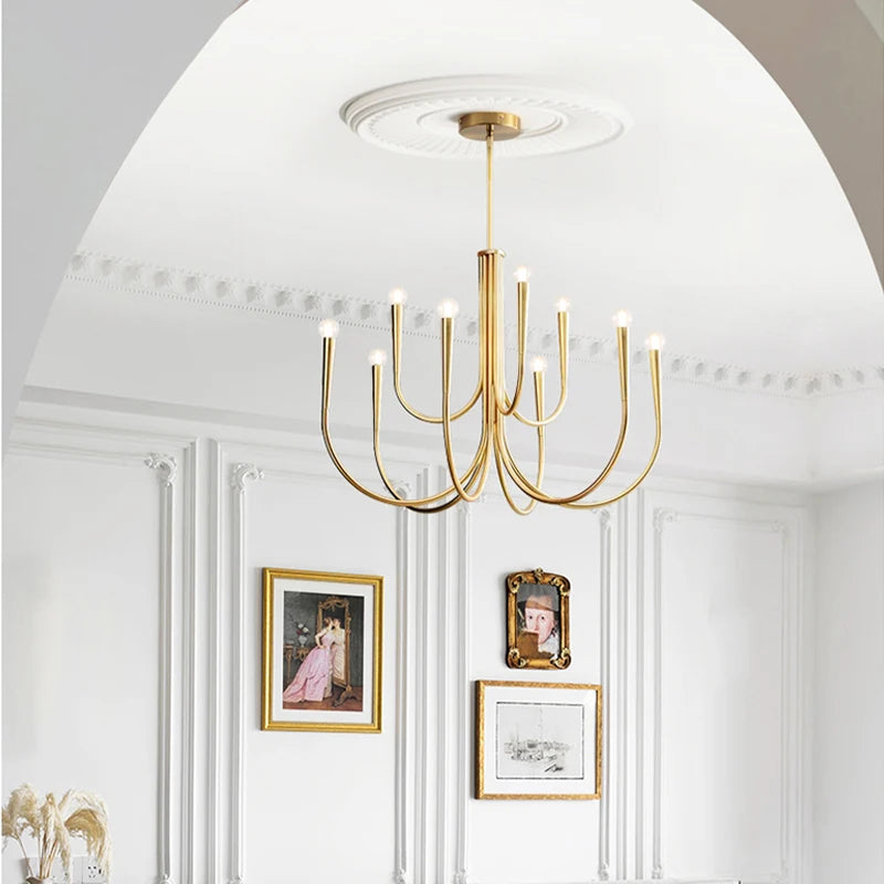 American Retro Living Room Candle Chandelier French Style Dining Room