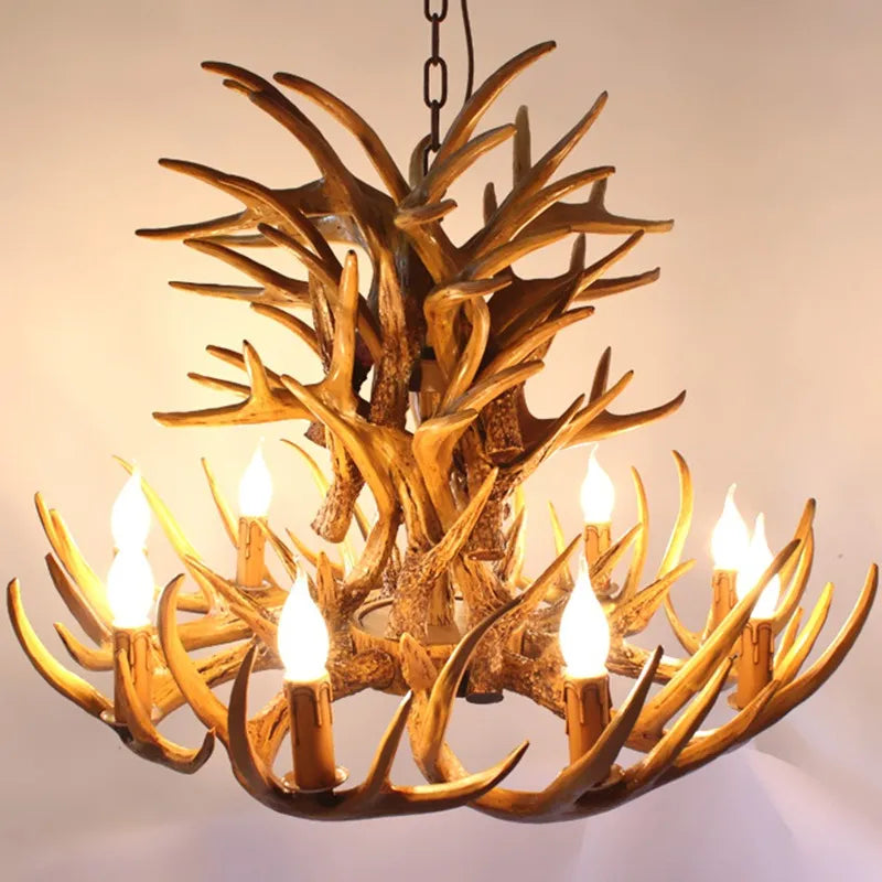 American Country Antler Pendant lights Candle Antler Chandelier
