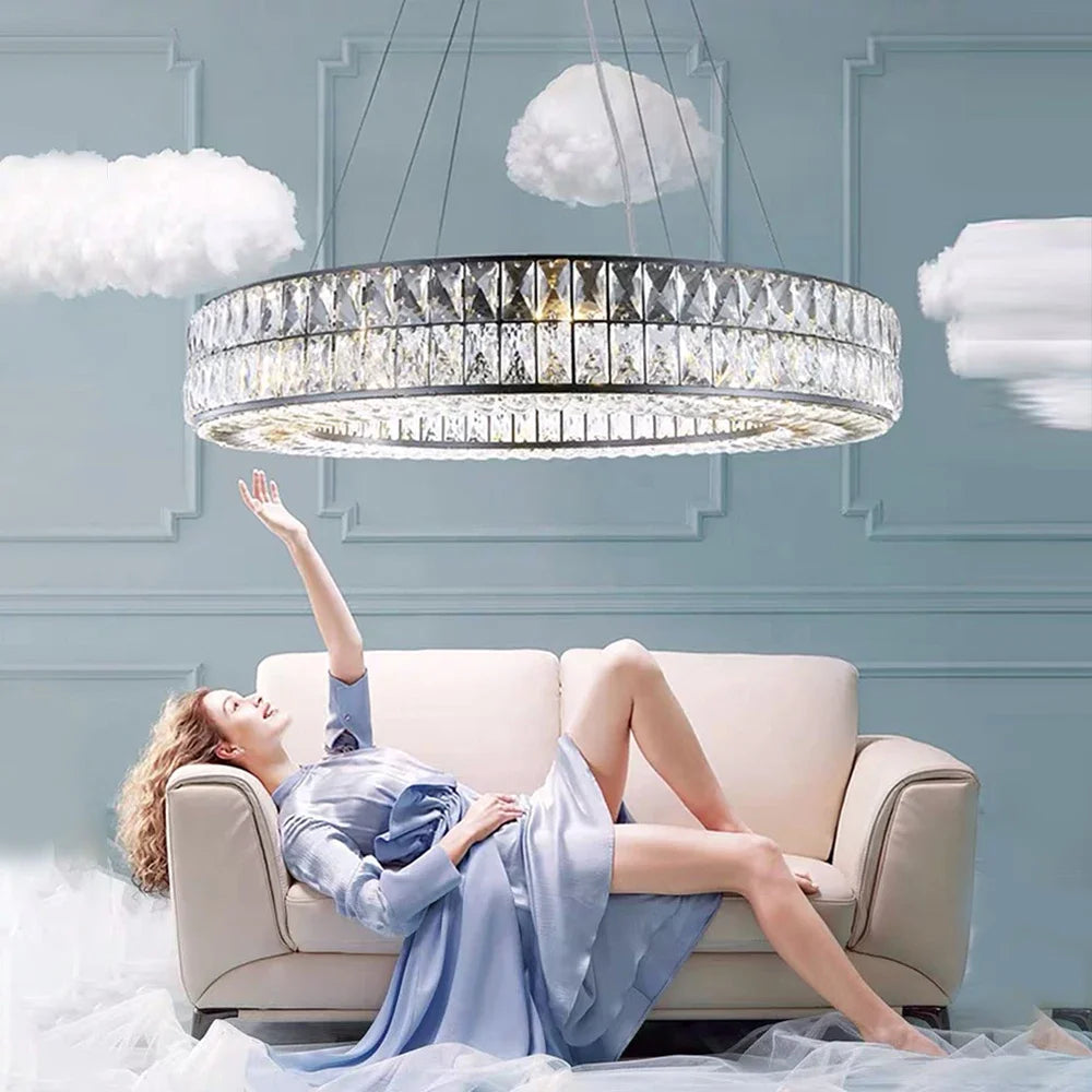 Black Luxury Crystal Chandeliers For Living Room Modern Home Decor