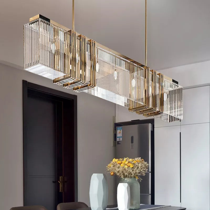 American Luxury Steel Led E14 Chandelier Nordic Dining Room Crystal