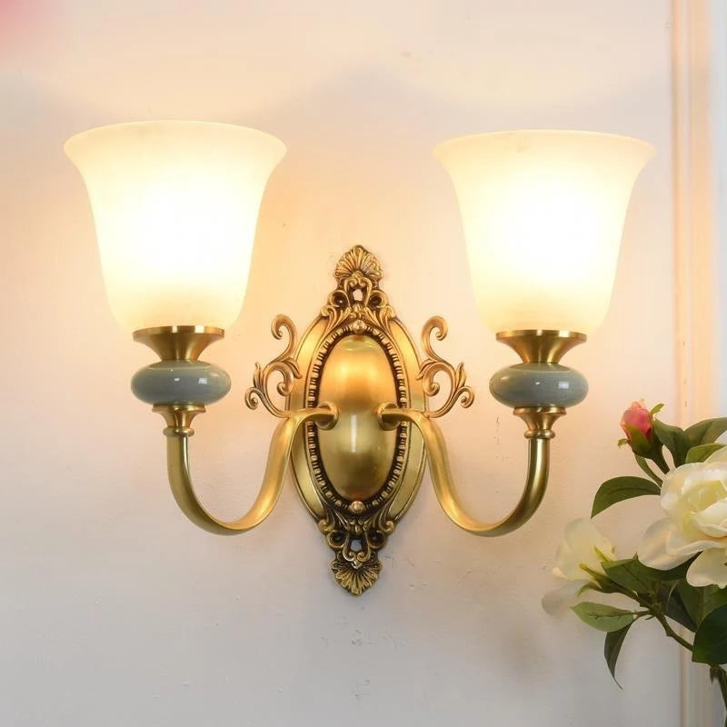All Copper Ceramic Wall Light Nordic Creative Living Room Household