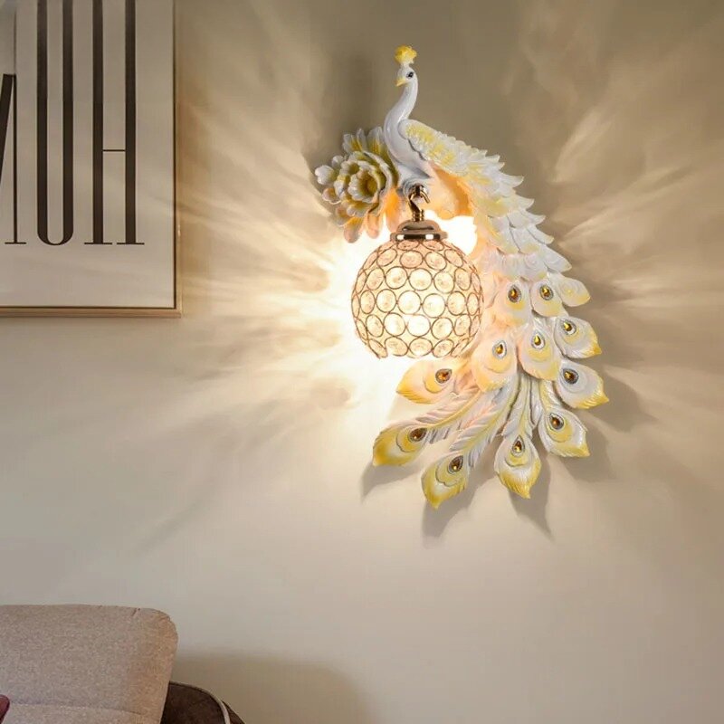 Bird Lamp Colorful Peacock Wall Lights for Home Bedside Lamps