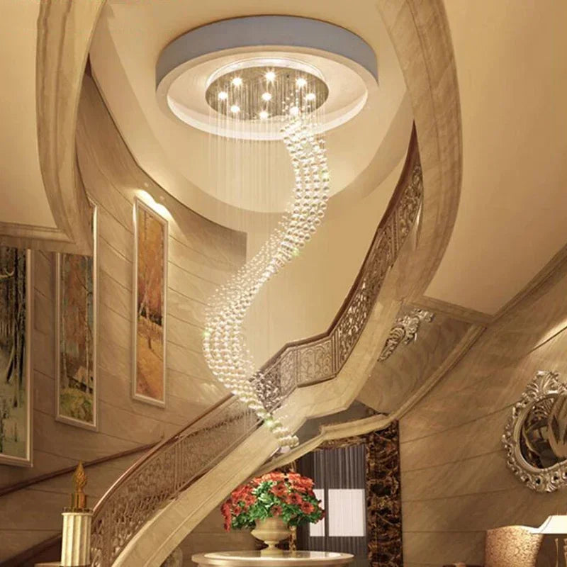 Crystal Modern Chandelier Single Spiral Ladder LED Chandeliers For
