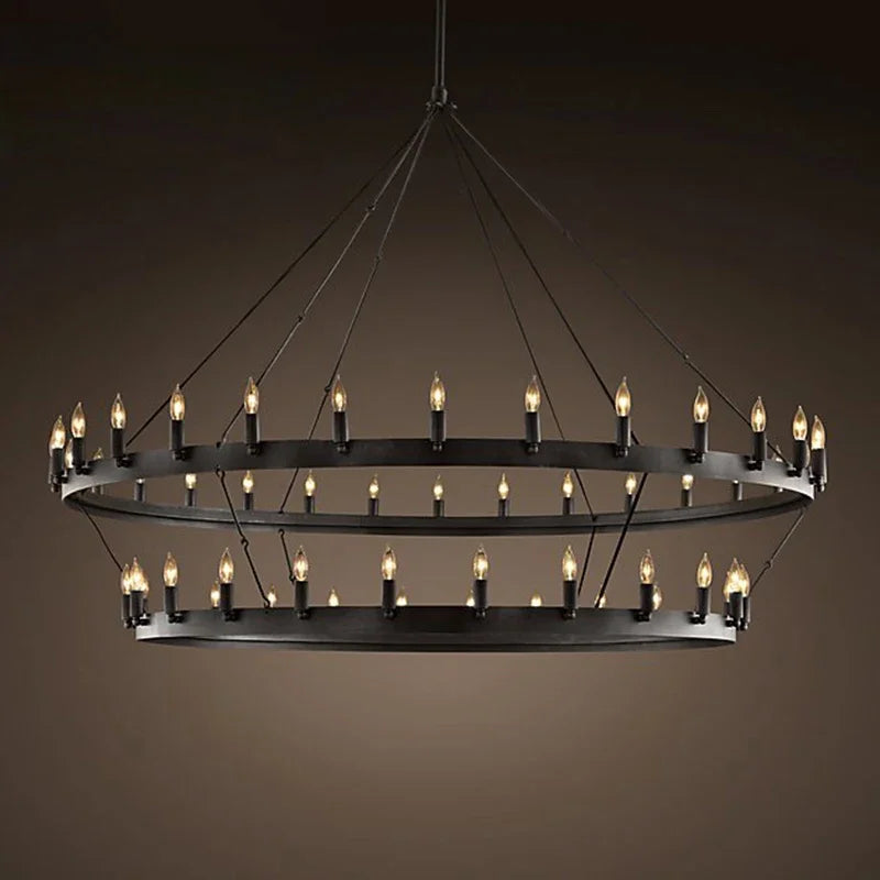 American Retro Iron Pendant Lamp Vintage Industrial E14 LED Droplight