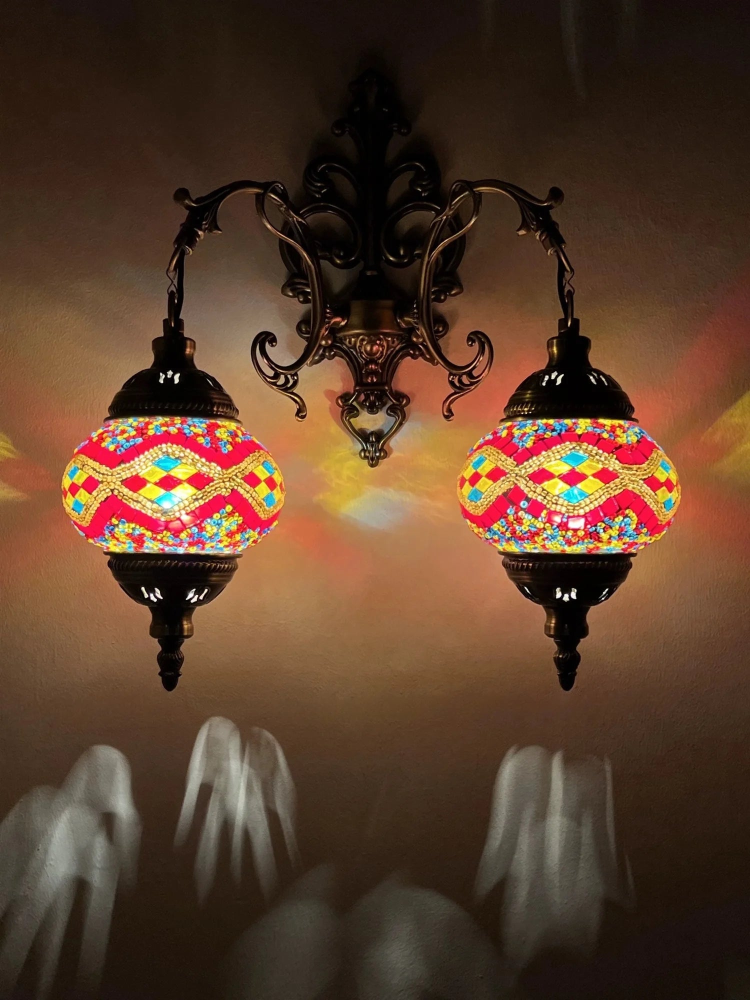 2 Heads Wall Lamp E14 Mediterranean style Art Deco Turkish Mosaic Wall