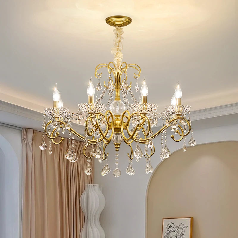 American Vintage Rustic iron Chandelier crystal light for Living Room