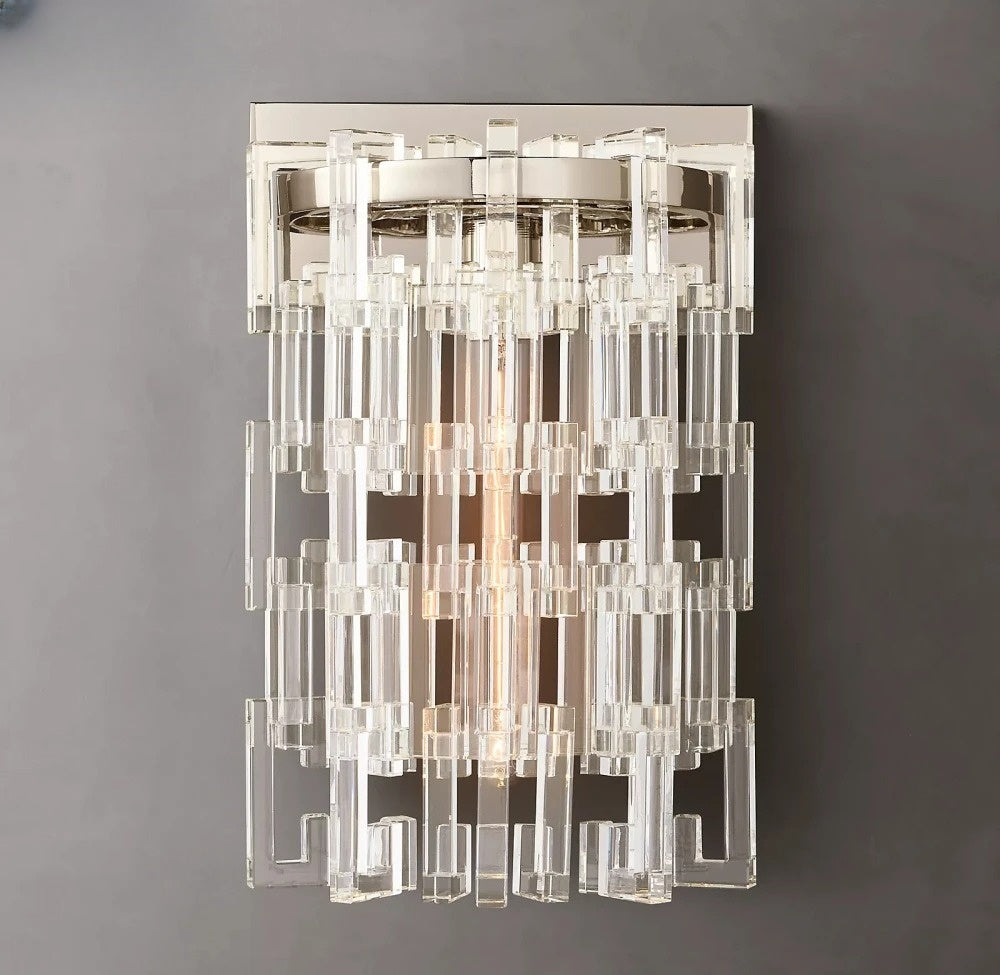 Marignan Round Sconce Modern Retro LED Brass Chrome Black Crystal Wall