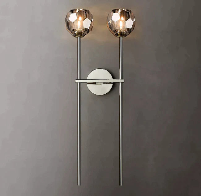 Bellanca Modern 2 Lights Crystal Ball Long Wall Sconce for Bedside Lamp