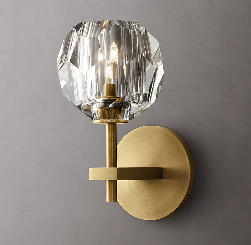 Bille De Clear Crystal Double Ball Wall Sconce 9"H