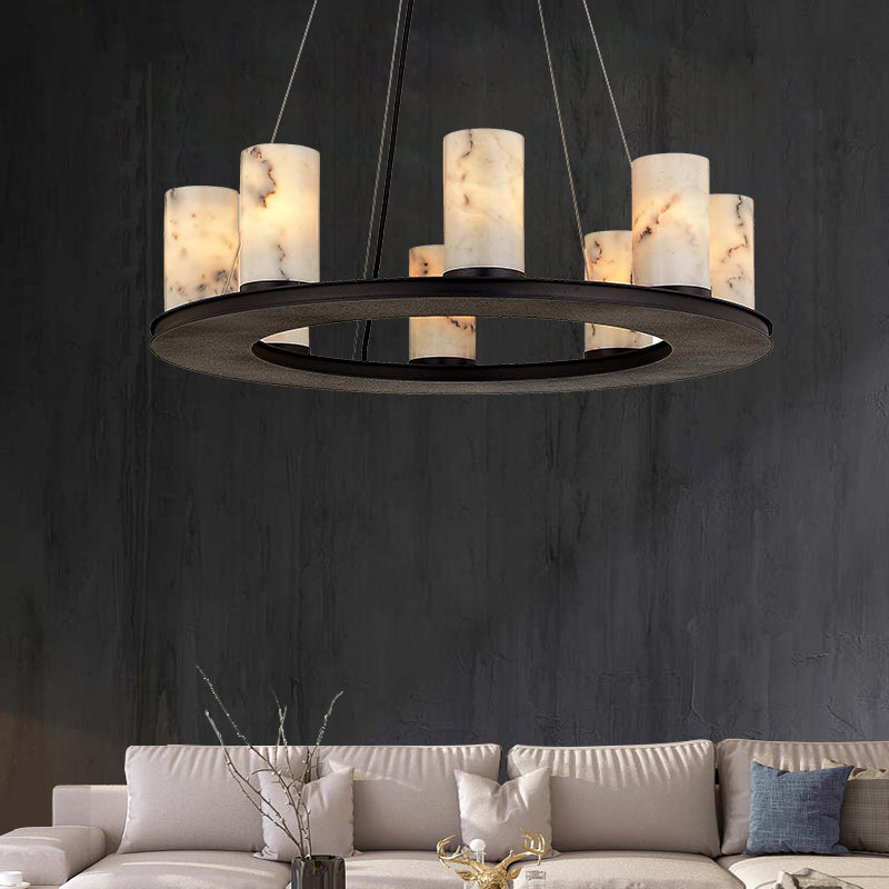 Rustic Industrial Round Black Chandelier