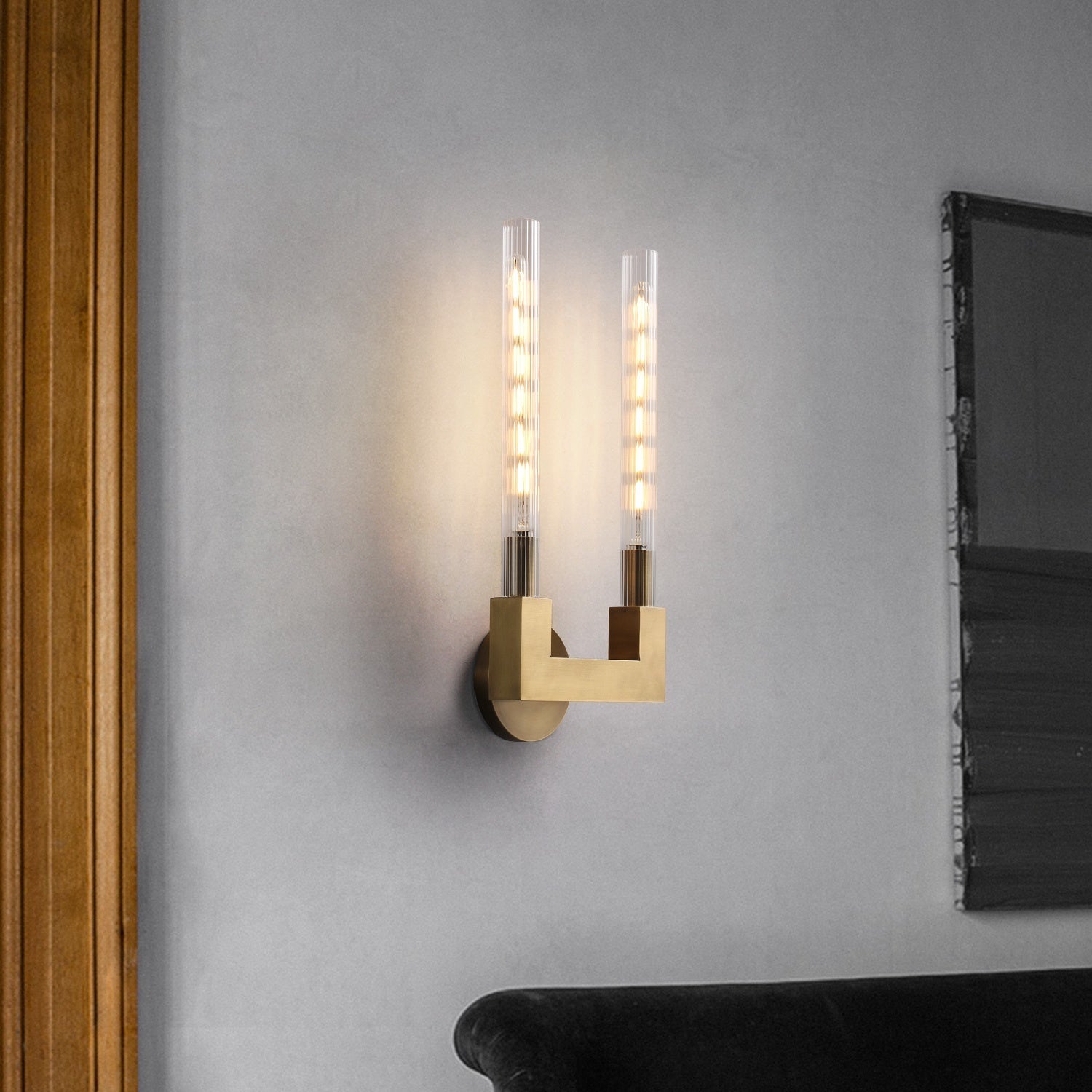 Industrial Sconce, Double Glass Wall Sconces with Glass, Candlestick Wall Lights for Living Room