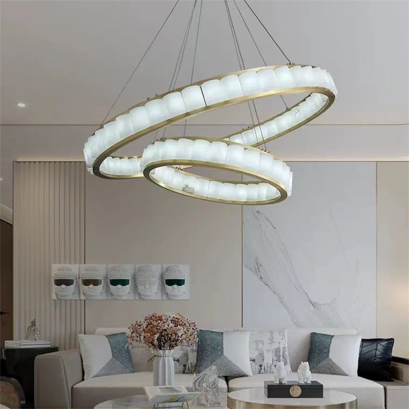 Alabaster Circle Round Pendant Chandelier