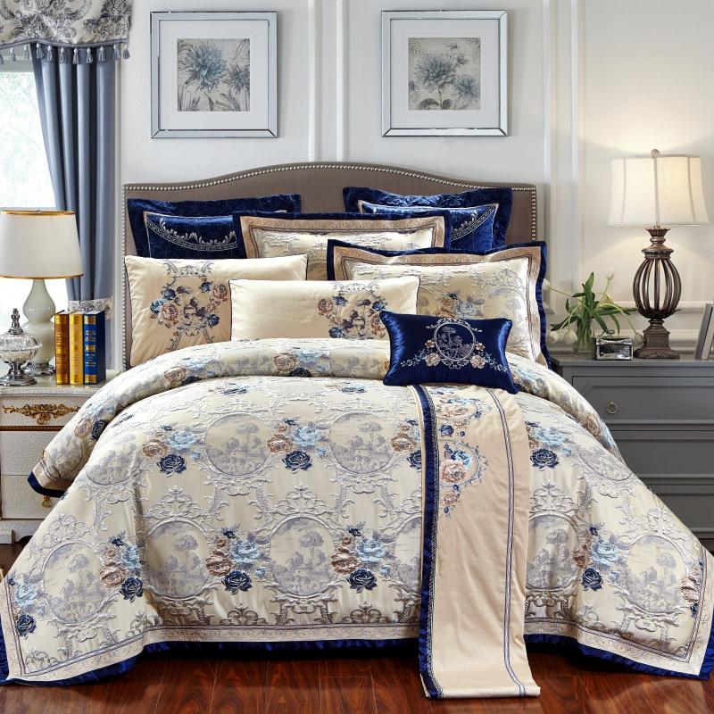 Royal Blue Rose Bedding Set