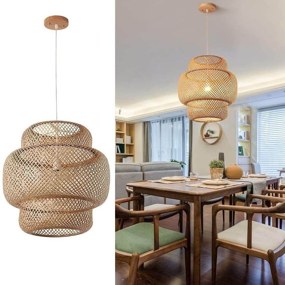 Hand-Woven Bamboo Pendant Light