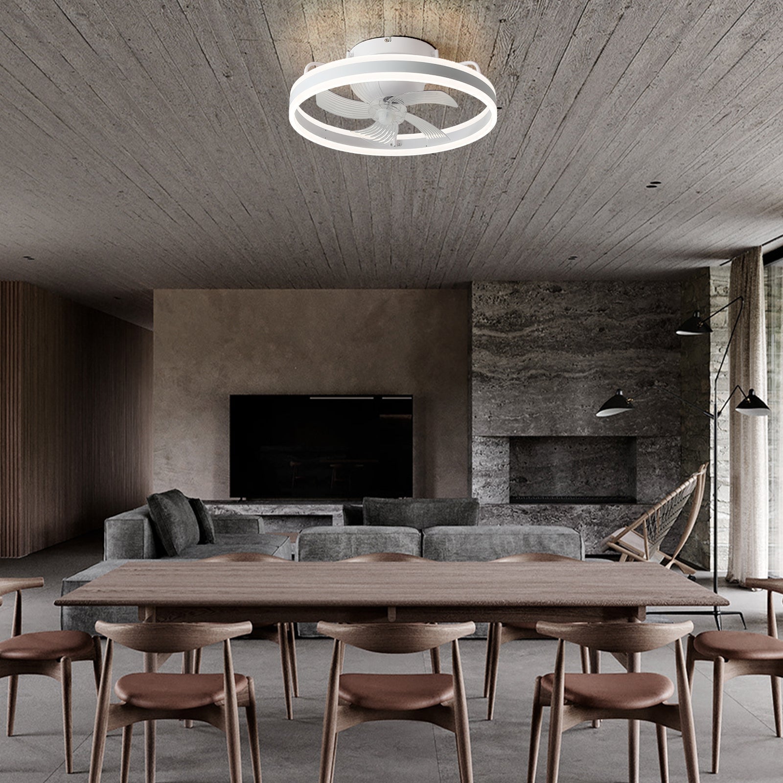 360 ° Shake your head Ceiling Fans with Lights With Remote, Small Black Ceiling Fan with Dimming for Bedroom(White)