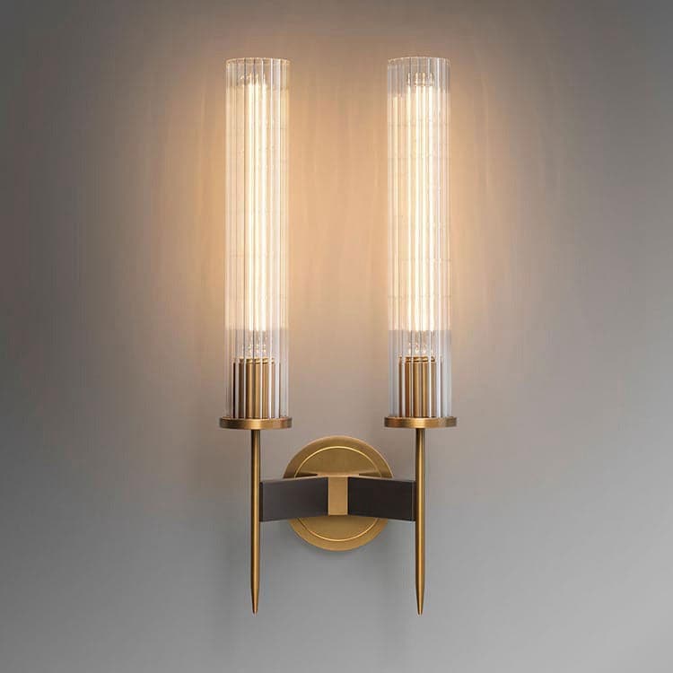 Double Head Industrial Wind K9 Crystal Candlestick Wall Sconce, Brass