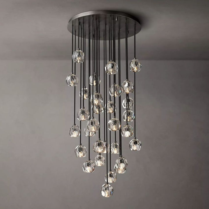 Bille De Crystal Round Cluster Chandelier 30"