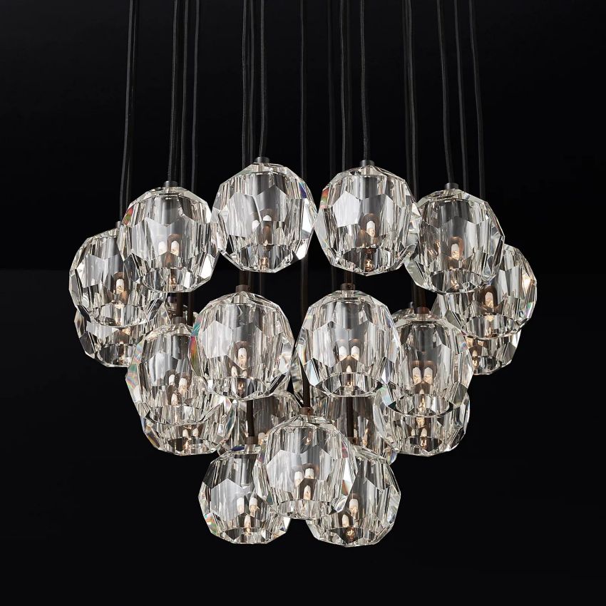 Balle Crystal Round Cluster Chandelier D 24"