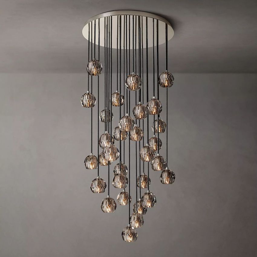 Balle Crystal Round Cluster Chandelier D 30"
