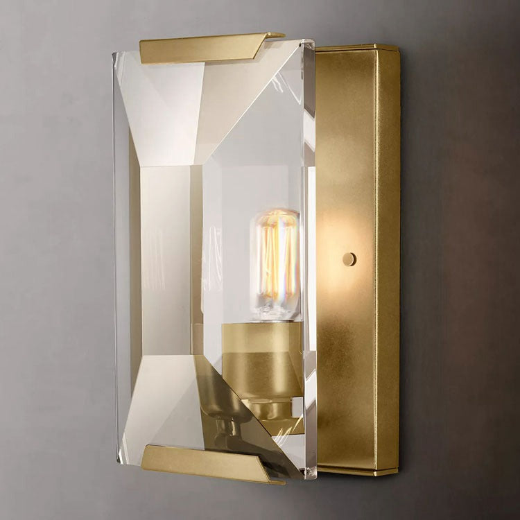 Aulis Faceted Crystal Wall Sconce, Modern Wall Lamp for Bedside
