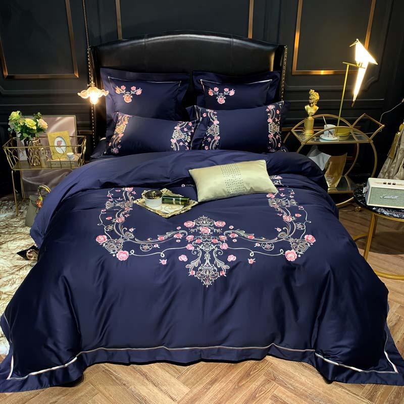 Denim Floral Egyptian Cotton Duvet Set
