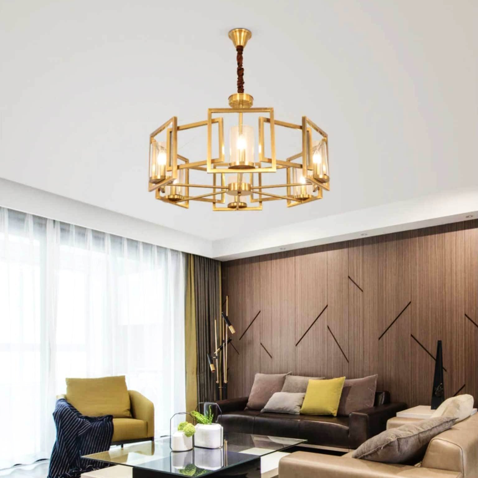 Golden Square Assembled Chandelier