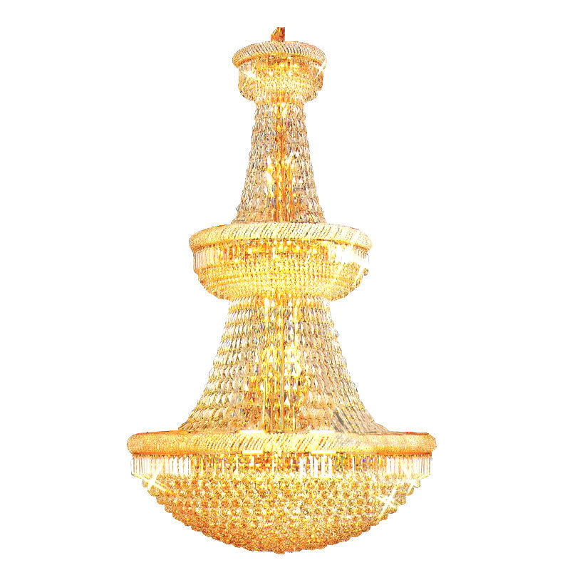 Large Foyer Crystal Chandelier Light Fixture Gold /Chrome Crystal Chandelier Used In Villa Hotel Duplex Buildings (Gold Lamp body Width 100cm H150cm)