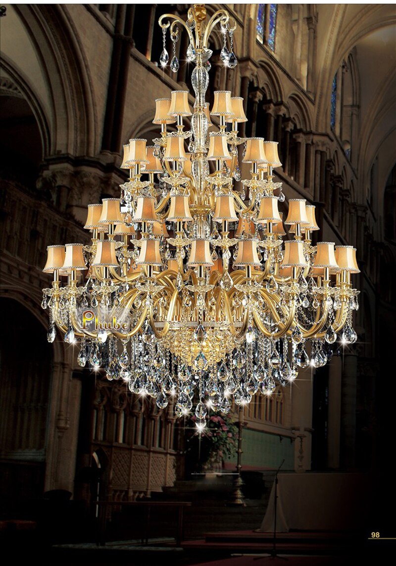 European Luxury Crystal Chandelier Light Penthouse Staircase Chandelier Villa Chandelier Lighting 47 Lights (Width 159cm H200cm)