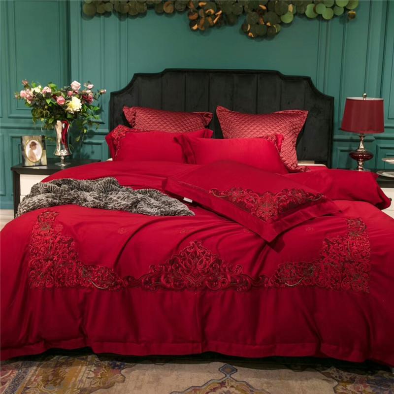 Miriada Red Egyptian Cotton Luxury Duvet Cover Set