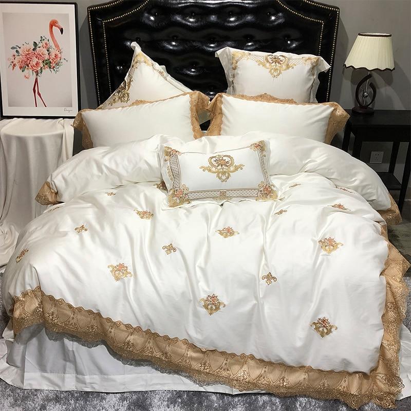 Karlena Oriental Egyptian cotton Embroidery Luxury Royal Duvet Cover Set