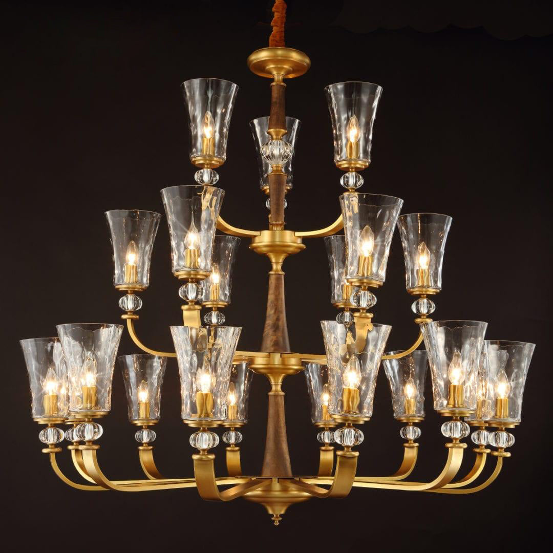 American casual luxurious elegant copper glass chandelier with 21 lights