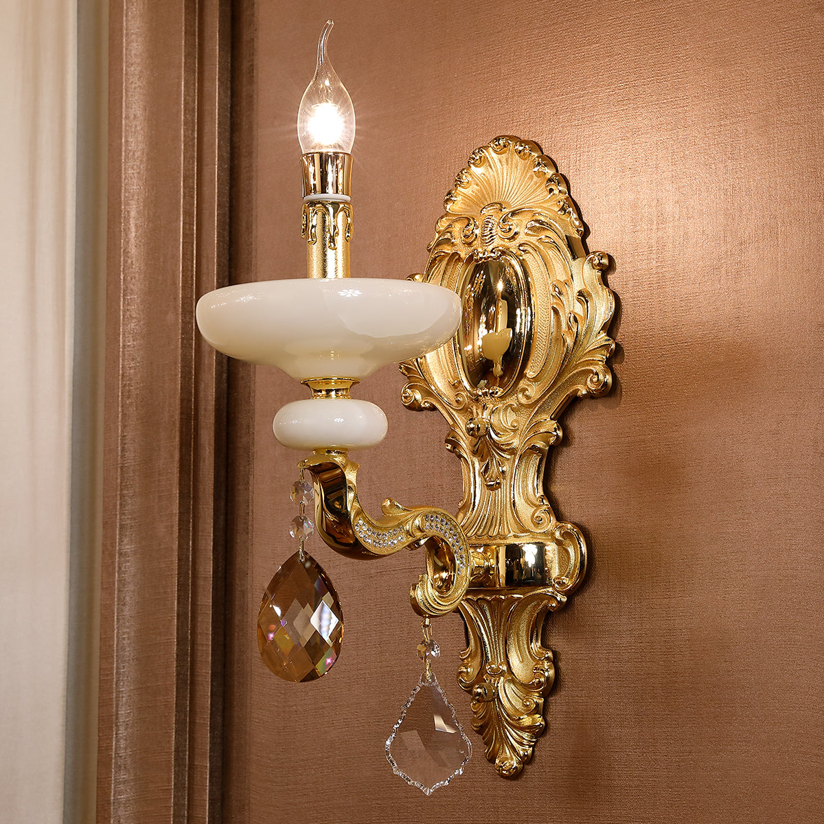 European style K9 crystal Wall Sconce H 18″